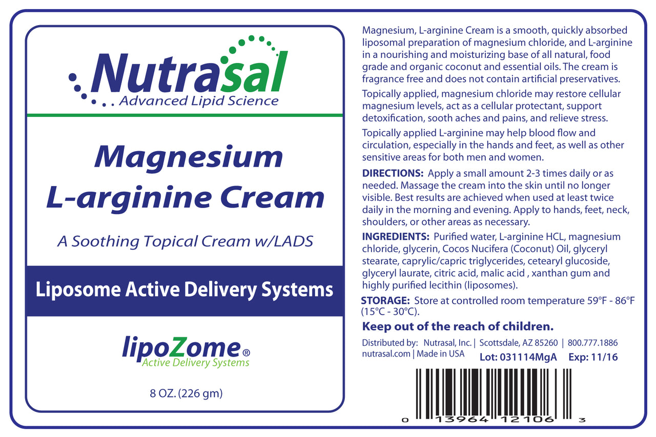 Nutrasal Magnesium + L-Arginine Cream 8oz (226g)