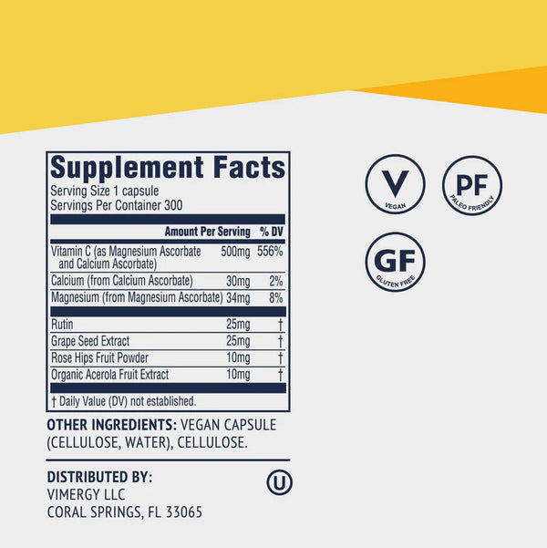 Vimergy Herbs - Micro-C (Vitamin C enchanced with Rose-hips and Grape Seed Extract) 300caps