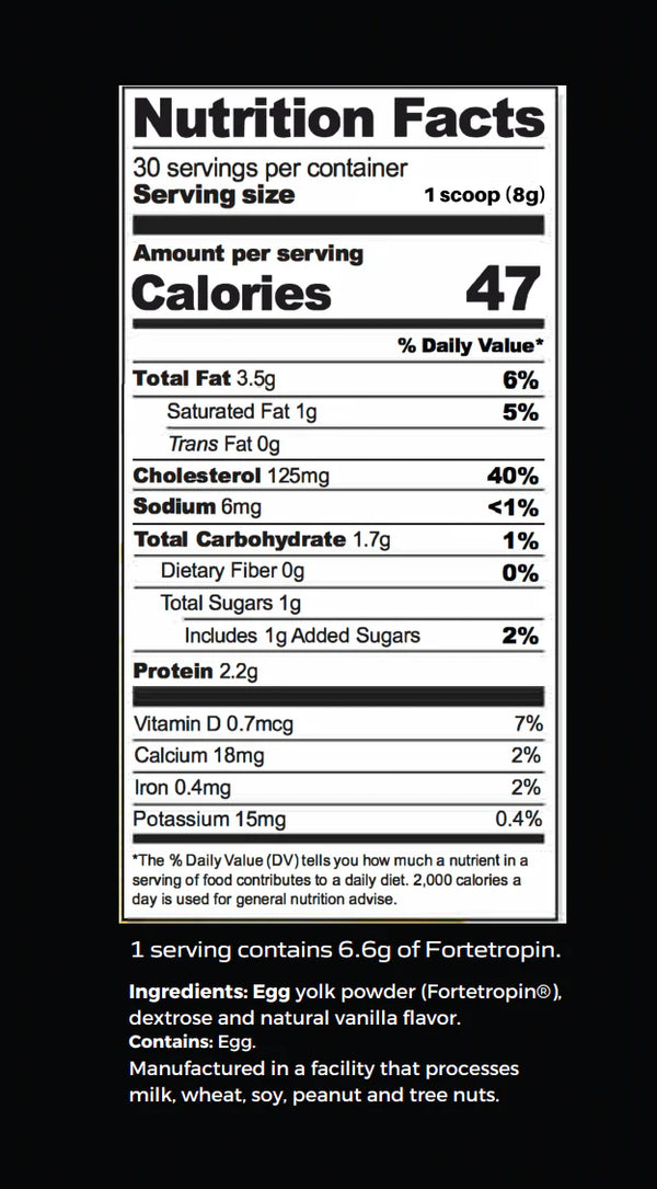 Yolked - Vanilla Fortetropin® 30 Serving Canister (240g/8.5oz) Egg Yolk Powder