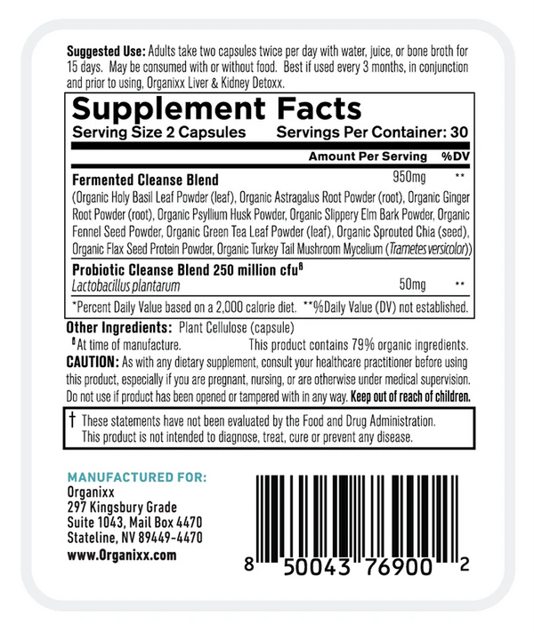 Organixx – Colon & Lymphatic Cleanse Capsules (60caps/30servings)