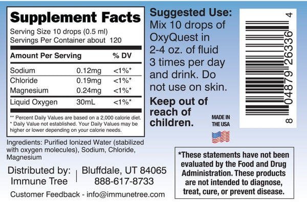 Immune Tree – OxyQuest Stabilised Liquid Oxygen Drops (2floz/approx.60ml/120 servings)