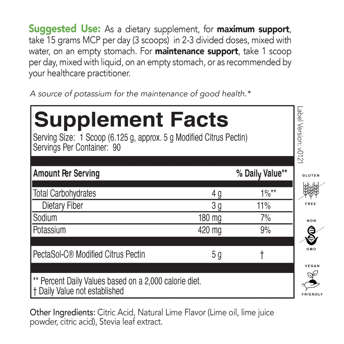 EcoNugenics - PectaSol (Modified Citrus Pectin) 551g Lime Infusion