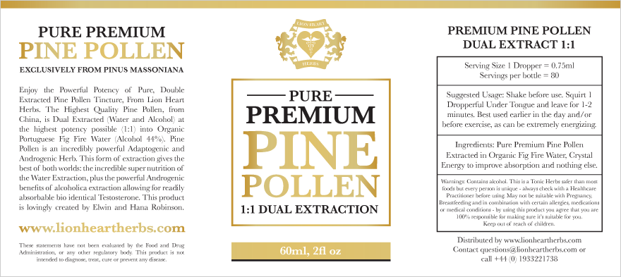 (1:1 Dual Extraction Tincture) Pine Pollen Premium Extract 60ml / 2floz (lion heart herbs)