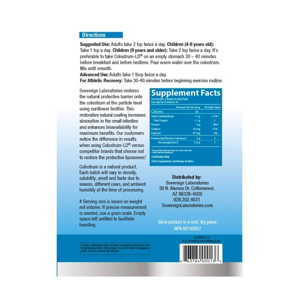 Sovereign Laboratories - Colostrum-LD® Liposomal Colostrum Powder (6oz/170g/34servings)
