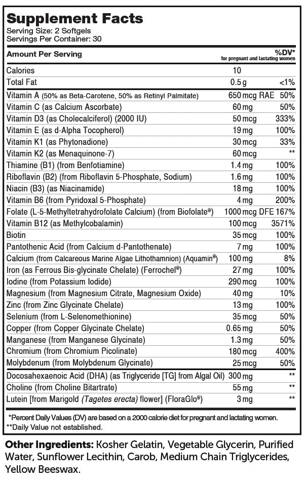 Zahler - Prenatal +DHA300 60softgels | Prenatal Multivitamin for Mother