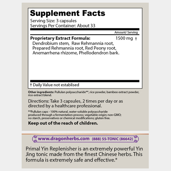 Dragon Herbs - Primal Yin Replenisher (100 Capsules/500mg)