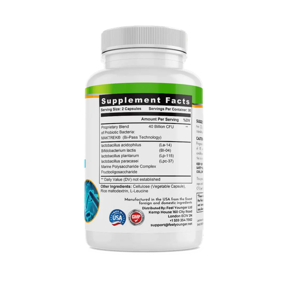 Feel Younger® - Probiotic 40 Billion + MAKTrek®  (60 Capsules)