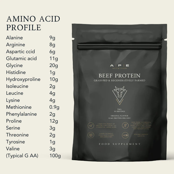 APE Nutrition - Grass-Fed Beef Protein Powder | Unflavoured (1kg/50 Servings)