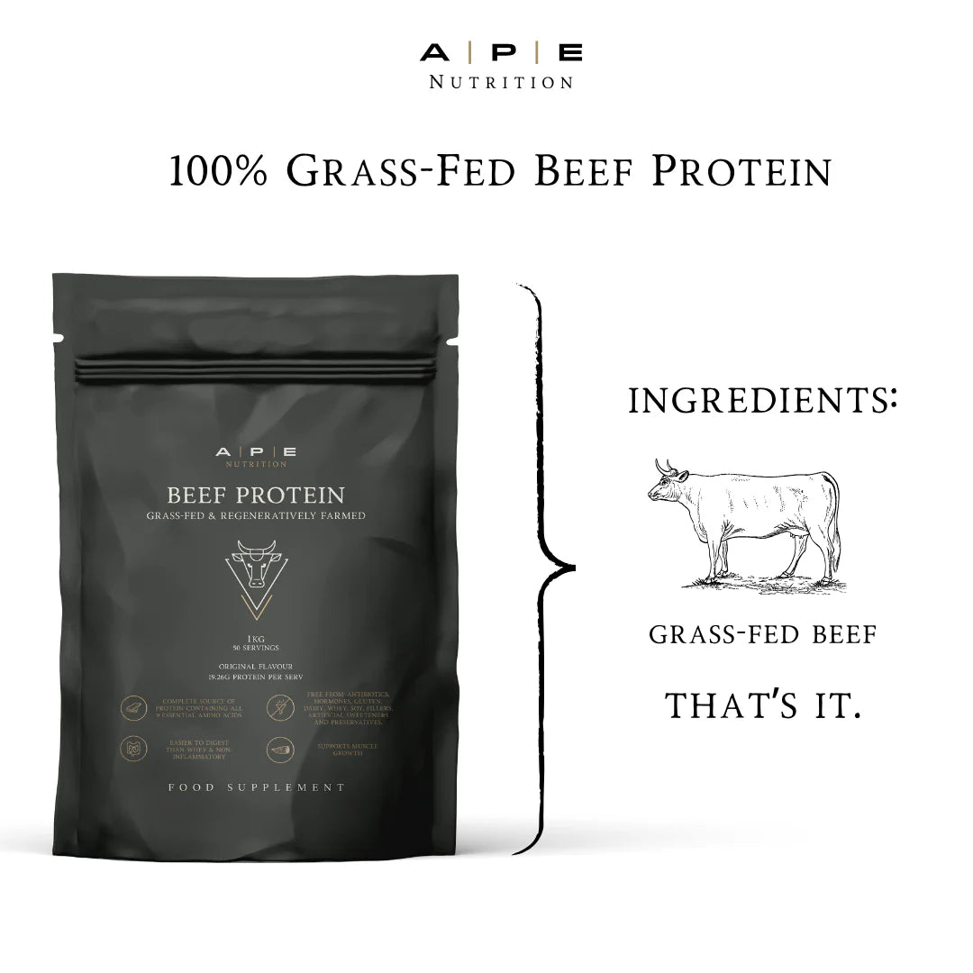 APE Nutrition - Grass-Fed Beef Protein Powder | Unflavoured (1kg/50 Servings)