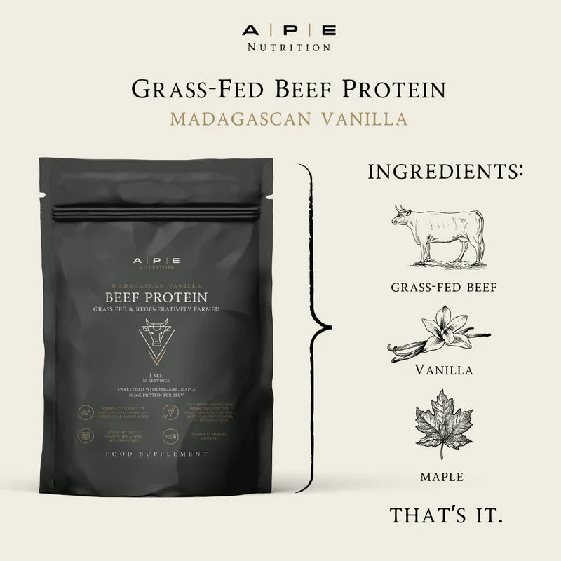 APE Nutrition - Grass-Fed Beef Protein Powder | Madagascan Vanilla (1.2kg)