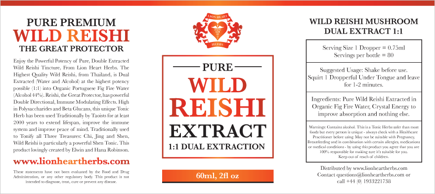 (1:1 Dual Extraction Tincture) Wild Reishi Extract 60ml / 2floz (Lion Heart Herbs)