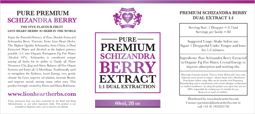 (1:1 Dual Extraction Tincture) Premium Schizandra Berry Extract  60ml / 2floz (Lion Heart Herbs)