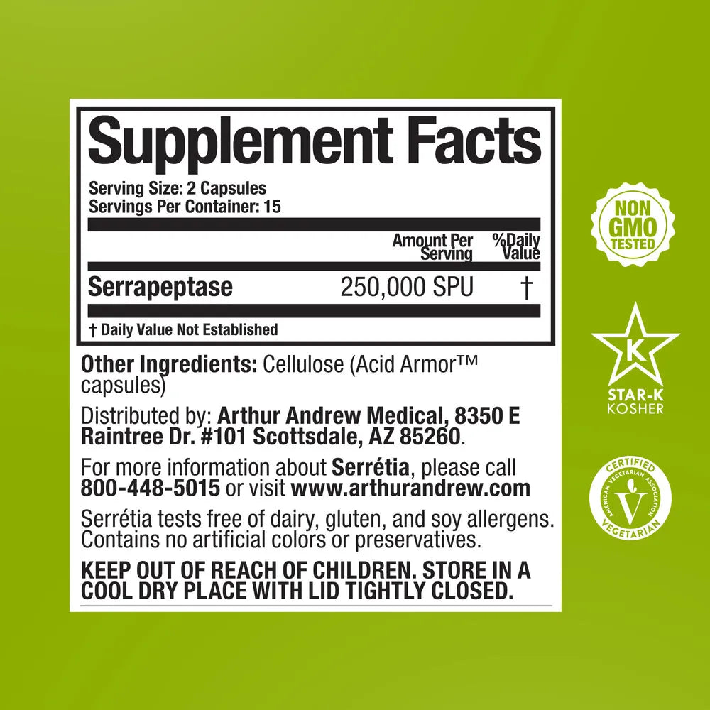 Arthur Andrew Medical - Serretia - 250,000 SPU (90 capsules)
