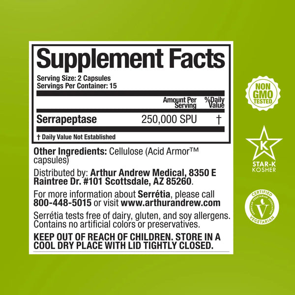 Arthur Andrew Medical - Serretia - 250,000 SPU (90 capsules)