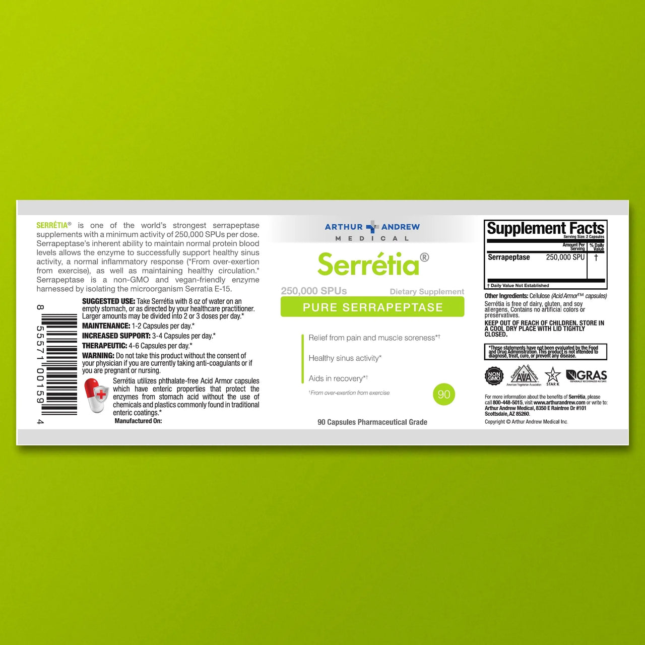 Arthur Andrew Medical - Serretia - 250,000 SPU (90 capsules)
