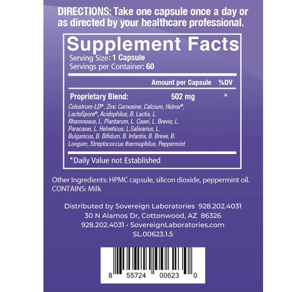 Sovereign Laboratories - Gastro Defense™ Stomach Armor™ Time-Released Probiotic – 5.3 Billion CFU (60caps/502mg)