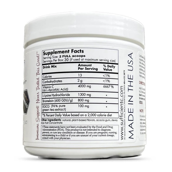 Sufficient-C - High Dosed Lemon Peach Vitamin C Drink Mix (250g)