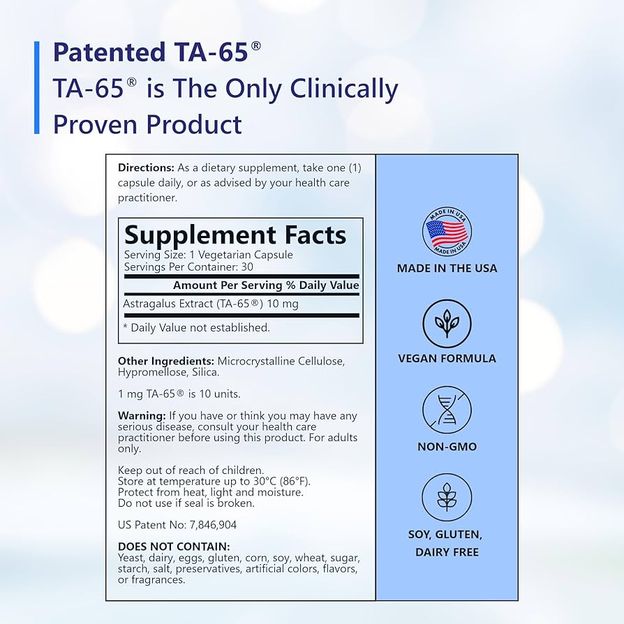 TA 65 (30 Capsules) Cell Rejuvenation & Telomerase Activation ...