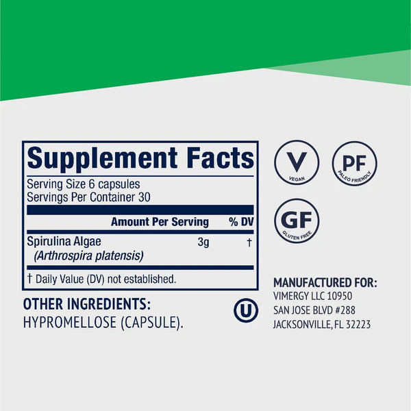 Vimergy Herbs - Spirulina Capsules 180 Capsules