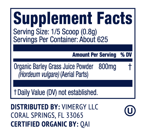 Vimergy Herbs - USDA Organic Barleygrass Juice Extract Powder 500g