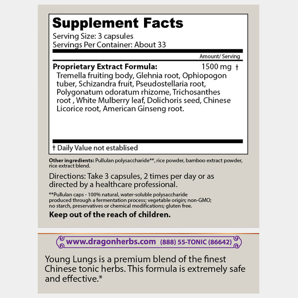 Dragon Herbs - Young Lungs (100 capsules/500mg)